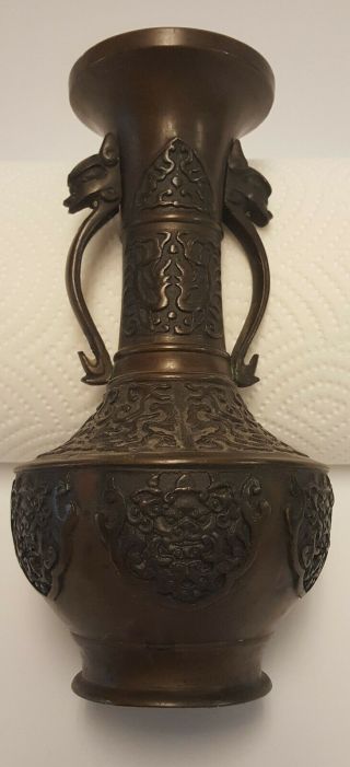 Archaistic Chinese Bronze Vase Handles Dragon 19th Century