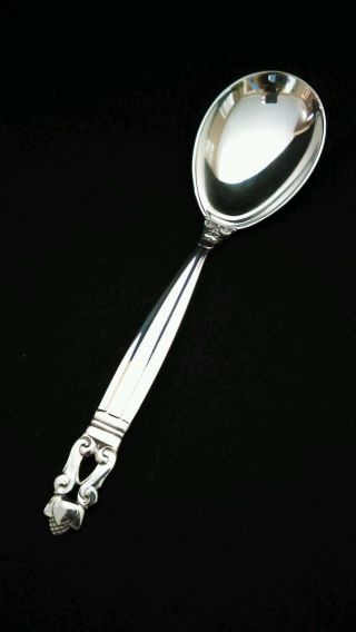 Georg Jensen Denmark Acorn Sterling Silver Jam Or Sugar Spoon - 5 7/8 "