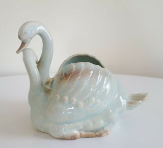 Vintage Swan Ceramic Planter Celadon Made In Japan Shabby Chic Great Detail