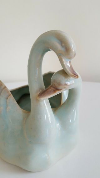 Vintage Swan Ceramic Planter Celadon Made In Japan Shabby Chic Great Detail 2