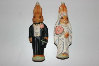 Vaillancourt Folk Art Ornaments - Bride And Groom Rabbits