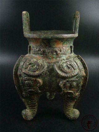 Very Large Old Chinese Bronze Made Tripod Incenser Burner Statue Collectibles