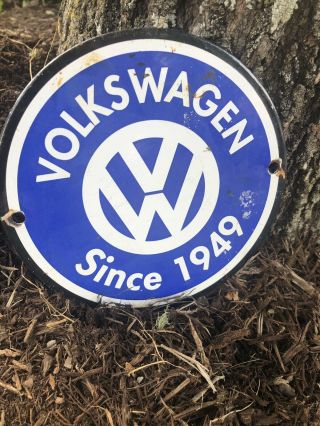 6” Vintage Volkswagen Vw German Parts And Service Since 1949 Porcelain Sign