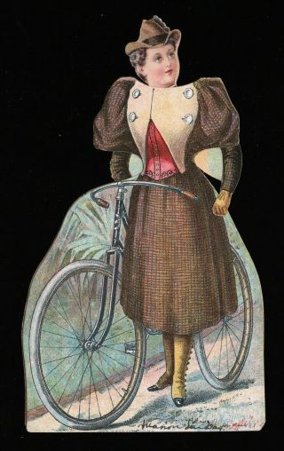 1890s Columbia Bicycle Paper Doll Die Cut Stand Up Trade Card 1