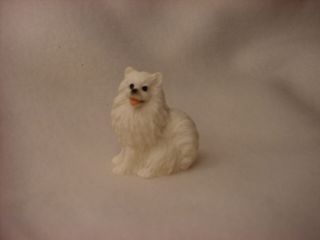 Min American Eskimo Puppy Dog Hand Painted Miniature Figurine Small Mini Statue