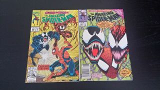 1992 Marvel Comics Run Of 2 Spider - Man 362 - 363 2nd App Carnage