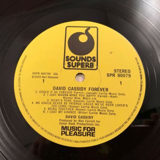DAVID CASSIDY Forever 1975 UK vinyl LP cherish C 3