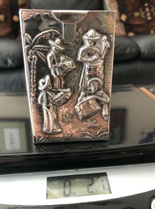 Vintage Sterling Silver Mexico Cigarette Case Repousse