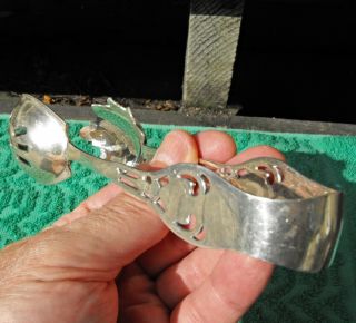 Antique Wallace Sterling Silver pierced ice salad tongs Putnam EX 3