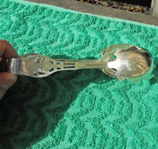 Antique Wallace Sterling Silver pierced ice salad tongs Putnam EX 4