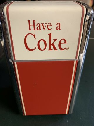 Vintage " Have A Coke " Napkin Dispenser Metal Napkin Holder Red