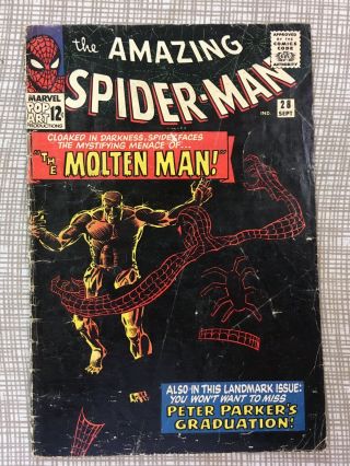 Marvel Comics Silver Age Spider - Man 28 1st Appearance Of Molten Man Vg -