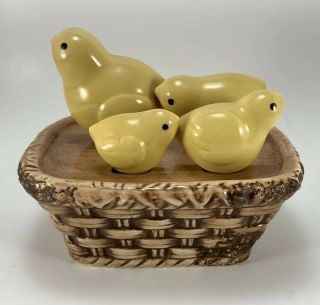 5pc Ceramic Decorative Chicks In A Basket Measuring Spoon Set Chickens Farm