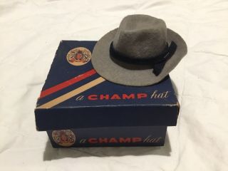 Vintage Miniature Champ Hats Salesman Sample Felt Fedora Hat Novelty W/ Box