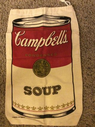 Andy Warhol Vtg Vintage Campbells Soup Canvas Laundry Bag Sack Art Artwork Print