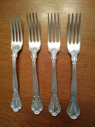 Four 4 Vintage Gorham Sterling Silver Dinner Forks Chantilly Pattern