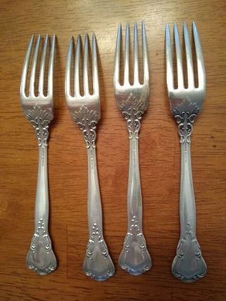Four 4 Vintage Gorham Sterling Silver Dinner Forks Chantilly Pattern 2