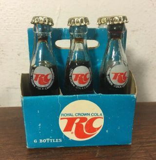 Vintage Rc Cola Mini Bottle 6 Pack W Carton Carrier Royal Crown Soda Pop
