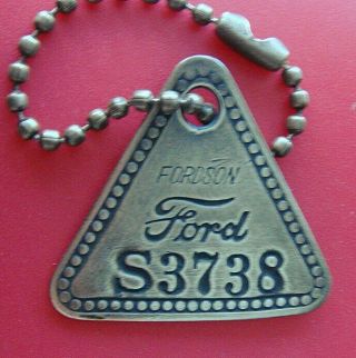 Vintage Brass Tool Check Tag: Ford " Fordson " ; Number S3823