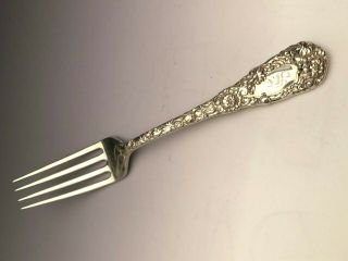 Chrysanthemum By Durgin Sterling Silver Individual Dinner Fork 7 5/8 ",  Mono S