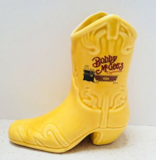 Vintage Yellow Bobby Mcgee’s Ceramic Cowboy Boot Mug Planter Southwest Decor