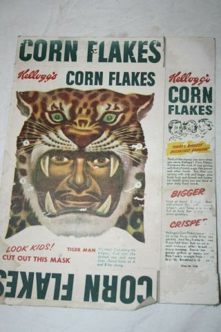 Kelloggs Vintage Cornflake Box Tiger Man Mask