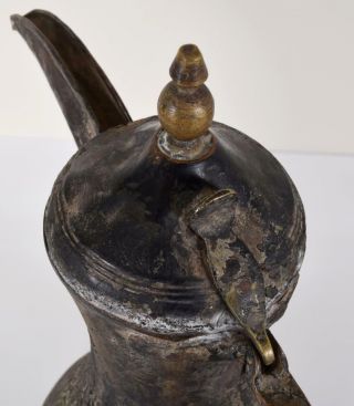 Arabic Dallah Coffee Pot Copper Brass Black Islamic 13 7/8 inches Antique 6