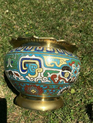 Large Antique Chinese Cloisonne Vase/pot Lovely Looking