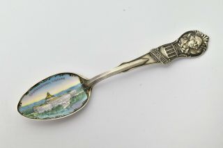 Washington Dc Congressional Library Sterling Silver Souvenir Spoon With Enamel