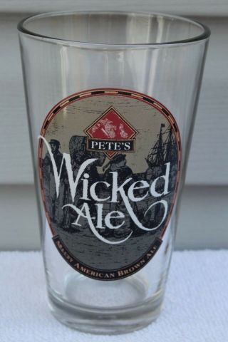 Vintage Pete’s Wicked Ale Pint Beer Bar Glass Malty American Brown Ale