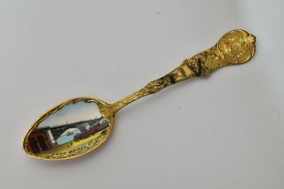 Missouri Eads Bridge St.  Louis Sterling Silver Souvenir Spoon With Enamel
