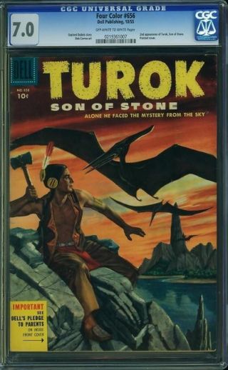 Dell Four Color 656 - 2nd Turok Dinosaur Hunter Cgc 7.  0 Ow - W Pages