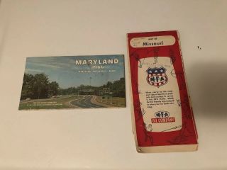 Two Old Highway Maps 1966 Maryland And Missouri Mfa Oil Company