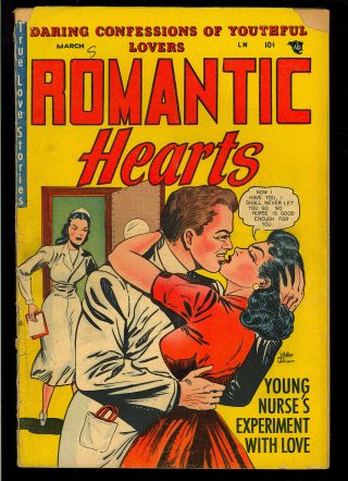 Romantic Hearts 1 First Issue Pre - Code Golden Age Love Comic 1951 Gd -