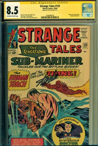 Strange Tales 125 Cgc 8.  5 Ow/w Pgs Signed By Stan Lee - Dr Strange/sub - Mariner