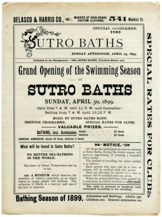 San Francisco Sutro Baths Bath House 4/23/1899 Antique Swimming & Events Program