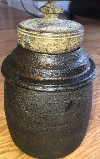 Thai Antique Carved Wood Lidded Jar Vessel Bowl Hand Made Art Decor
