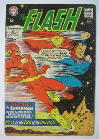 The Flash 175 Dec 1967 Dc Comics 2nd Flash Versus Superman Race Key Issue