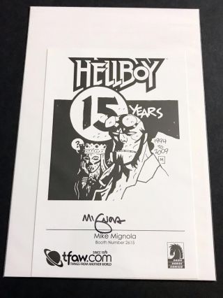 Hellboy Mike Mignola Promo Card - Hellboy 15 Years Dark Horse Signed By Mignola