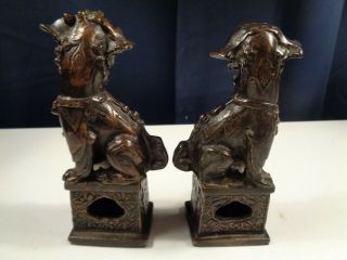 Estate Antique Bronze Foo Dog Lion Statues Weights Bookends Signed? 2110g Grams 7