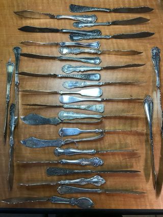 30 Pc Antique Silverplated Twisted Butter Knifes Craft Or Use