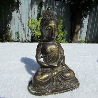 Fine Antique Chinese Gilt Bronze Buddha - Fine Detail - Possibly Ming Dy ?