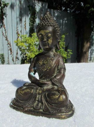 Fine Antique Chinese Gilt Bronze Buddha - Fine Detail - Possibly Ming Dy ? 3