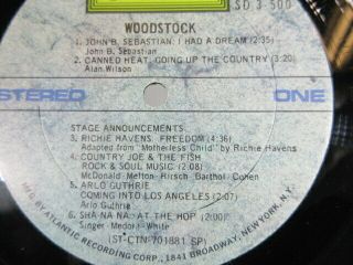 Woodstock - Music From The Soundtrack 3 LPs Cotillion SD3 - 500 RARE VG/, 5