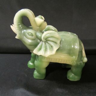 Vintage Asian Jade (?) Carved Elephant Figurine,  4.  5 " Tall X 5 "