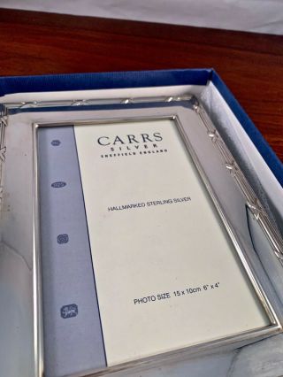 CARRS ENGLISH STERLING SILVER PHOTO / PICTURE FRAME: IN ORIG.  BOX 6 