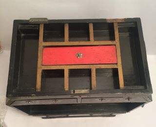 Antique Chinese Japanese Lacquered Wooden Miniature Cabinet Draws 6