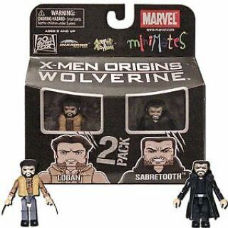 Marvel Minimates 26 2pk Logan & Sabretooth Wolverine X - Men Origins Figures Dst