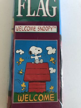 1998 Snoopy Peanuts Large Decorative Flag: Welcome Snoopy Woodstock