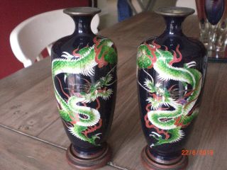 Pair Very Good Japanese Vases C.  1900 7 Inches High